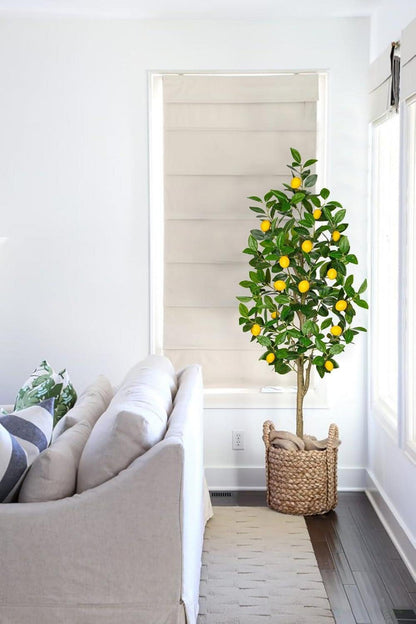 Künstlicher Zitronenbaum 120cm Topf Moderne Deko Innen Außen