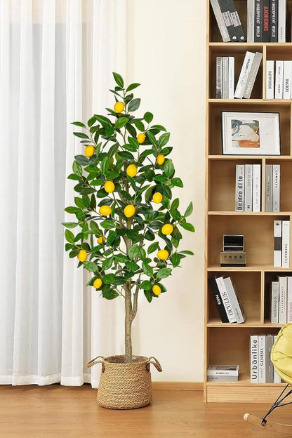 Künstlicher Zitronenbaum 120cm Topf Moderne Deko Innen Außen