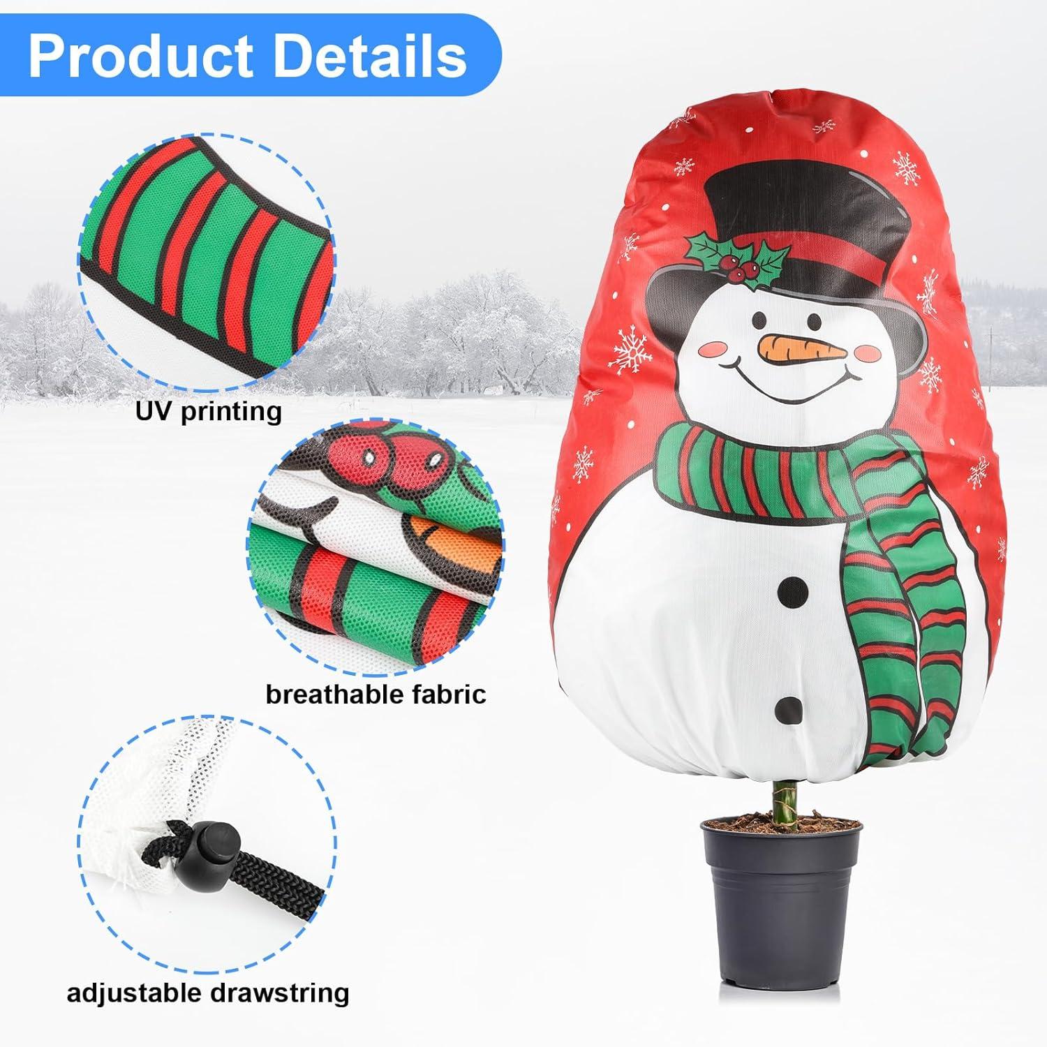 COCHIE Frostschutz Überwinterungszelt 2er Set 70g/m² 80×100cm mit Schneemann Dekor