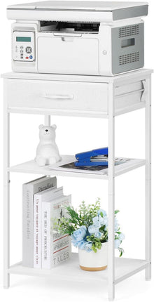 Druckerständer Weiß 3-Stufige Druckertisch Rollen Schublade 42x30x70