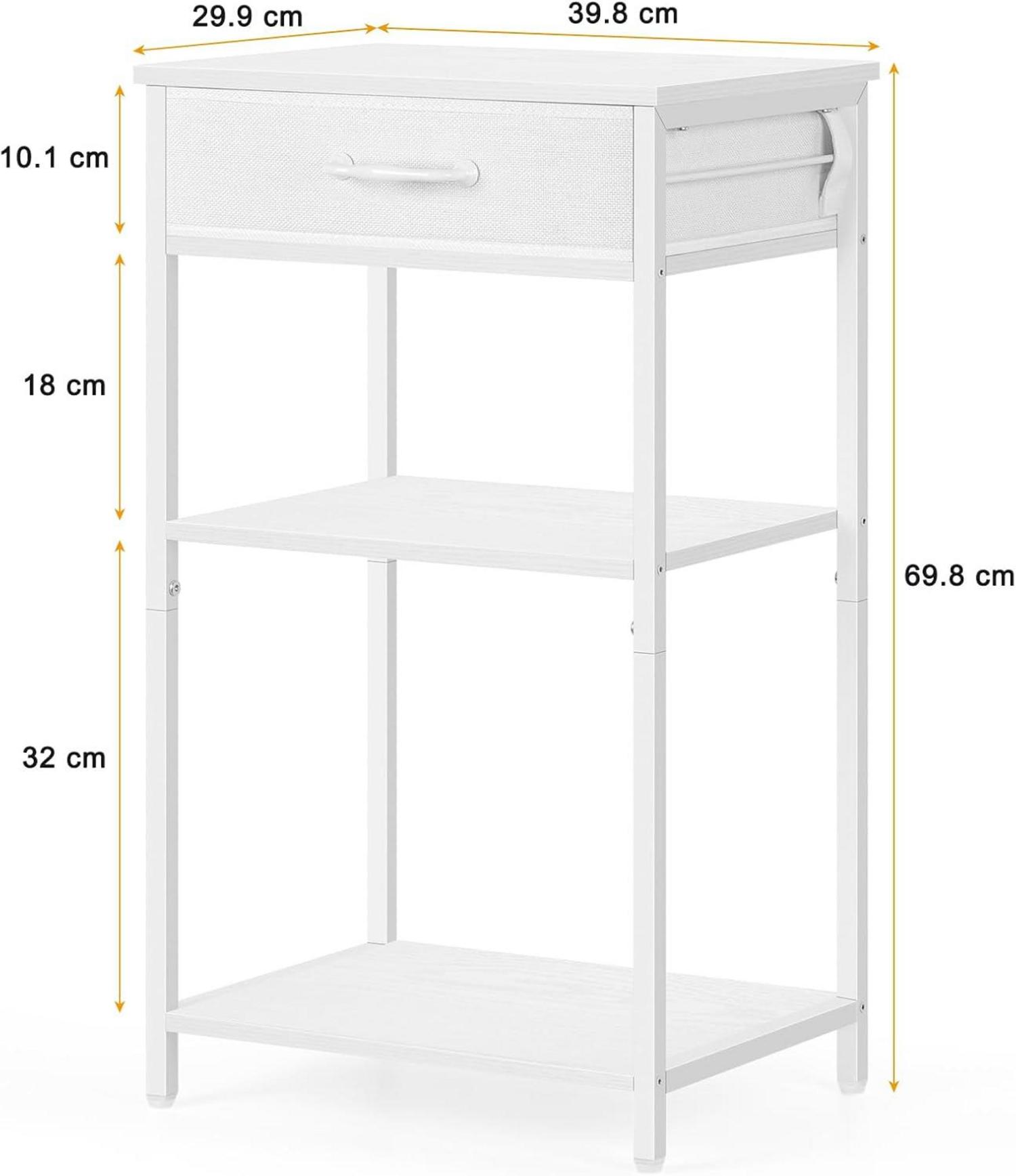 Druckerständer Weiß 3-Stufig mit Rollen Schublade 42x30x70cm