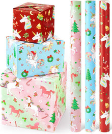 Weihnachts Einhorn Geschenkpapierrollen 3er Set