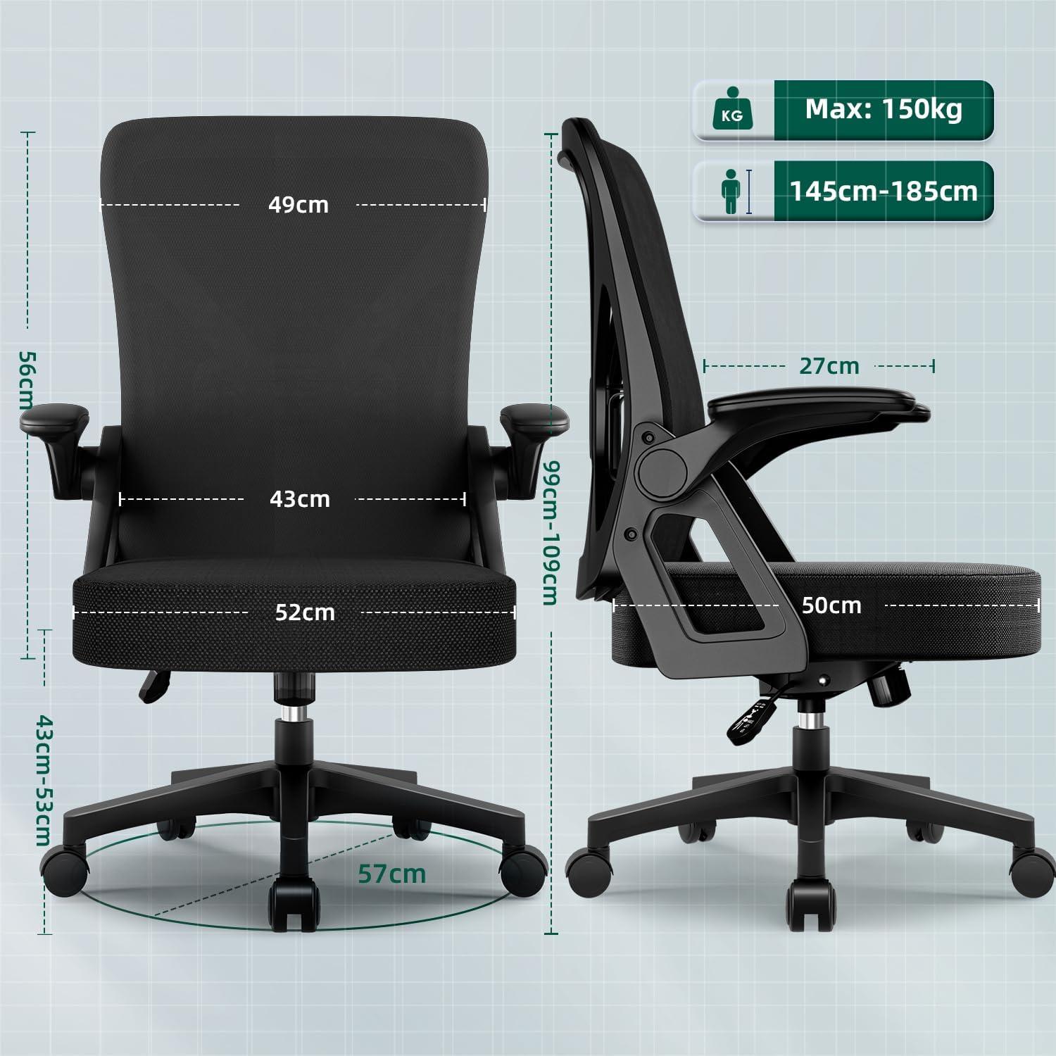 Ergonomischer Bürostuhl mit Armlehnen und Wippfunktion