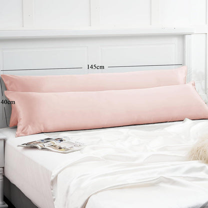 Seitenschläferkissenbezug 40x145 Rosa Satin mit Haargummis-OEKO-TEX