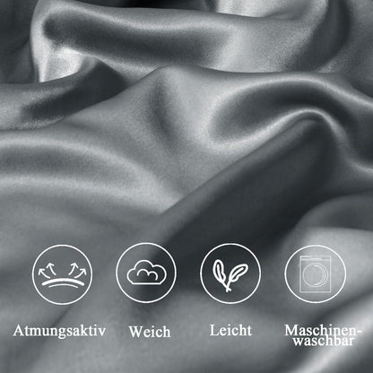 Satin Seitenschläferkissenbezug 40x145cm Dunkelgrau mit Haargummis