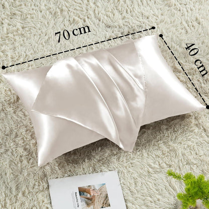 2er-Set Satin Kissenbezug 40x70 Beige Haargummis inklusive