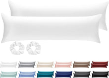 Satin Kissenbezug 2er Set für Seitenschläfer 40x145cm Weiß Haargummis