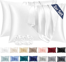 Satin Kissenbezug 70x40 Weiß 2er-Set Haargummis Inklusive