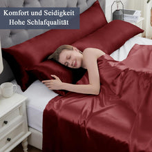 Satin Kissenbezug 40x145 Rot mit Haargummis