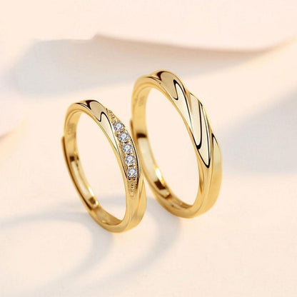 Verstellbare Partnerringe 925 Sterling Silber mit Zirkonia für Paare