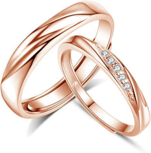 925 Sterling Silber Verstellbare Trauringe mit Zirkonia Rose Gold