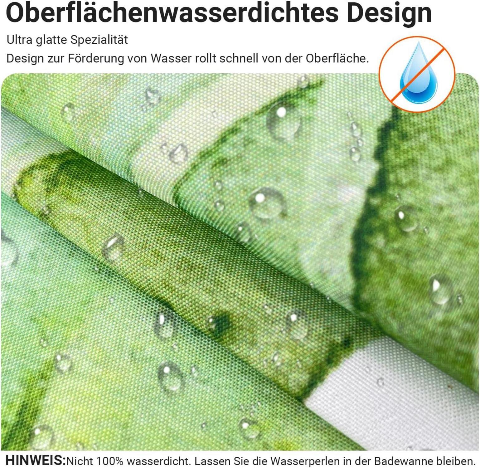 Duschvorhang Grün Blätter 240x180cm Wasserdicht Textil
