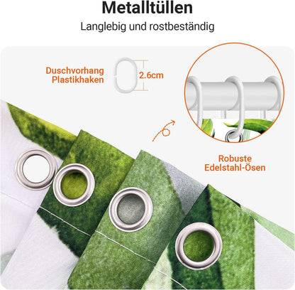 Duschvorhang Grün Blätter Pflanze 240x180cm Badevorhang Wasserdicht Textil