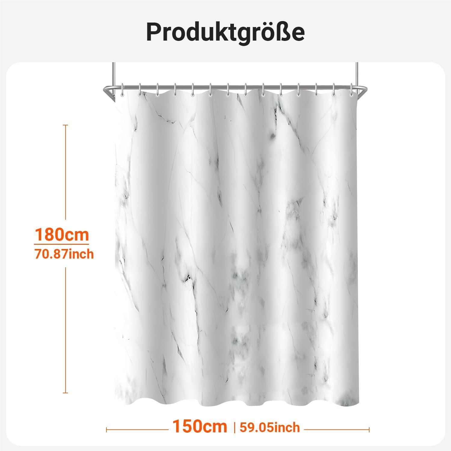 Duschvorhang 150x180cm Marmor Antischimmel Wasserdicht Polyester Stoff