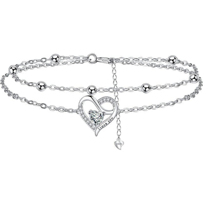 Damen Armband Silber 925 Doppelherz Zirkonia verstellbar