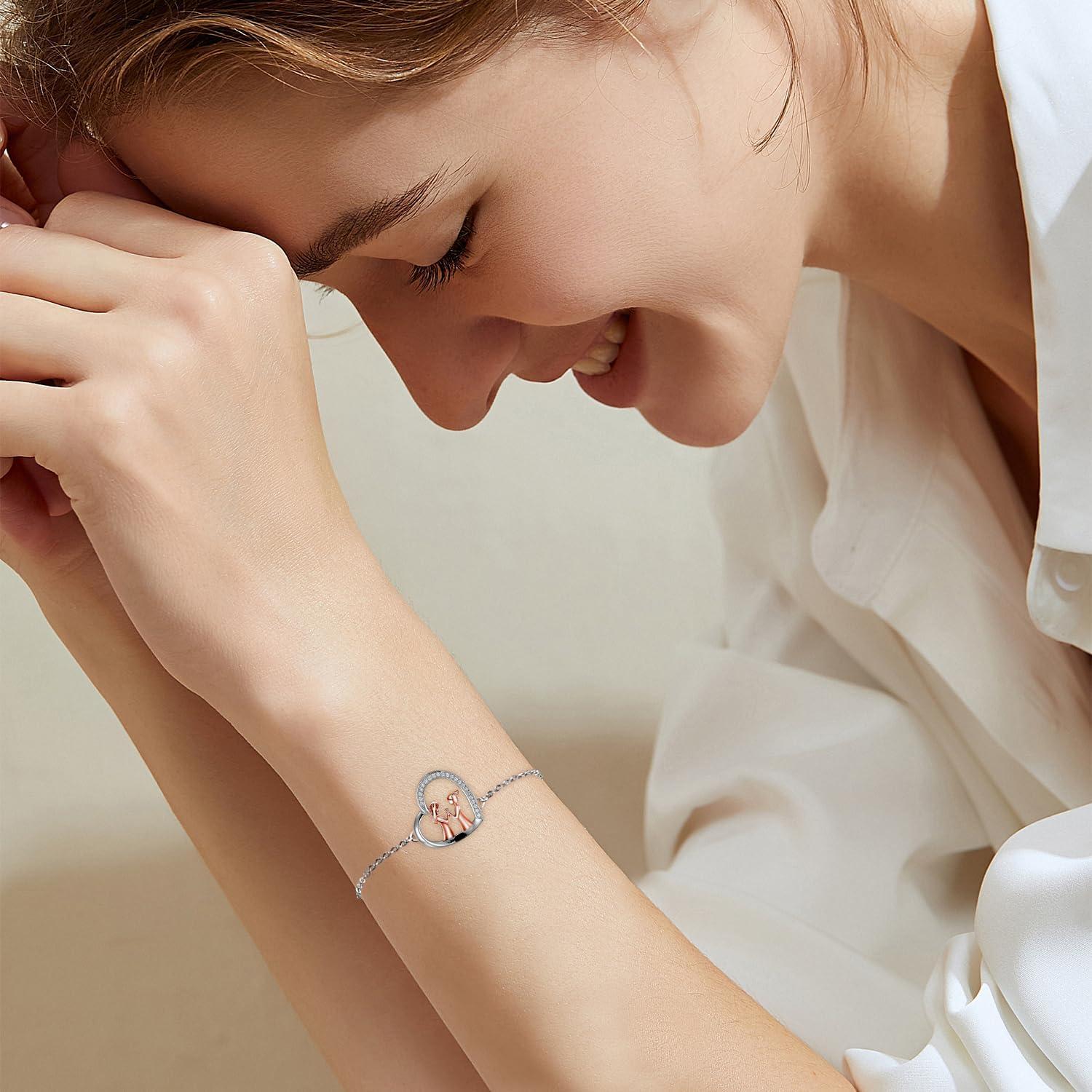 Schwester Armband Damen Silber 925 Herz Anhänger Schmuck
