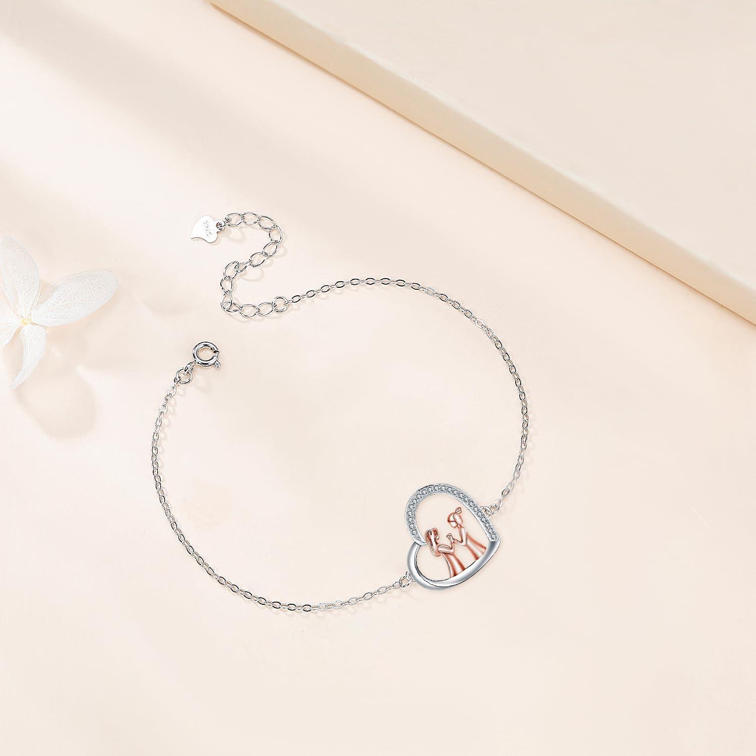 Silber 925 Damen Armband Herz Anhänger Schmuck Freundin Mutter Tochter