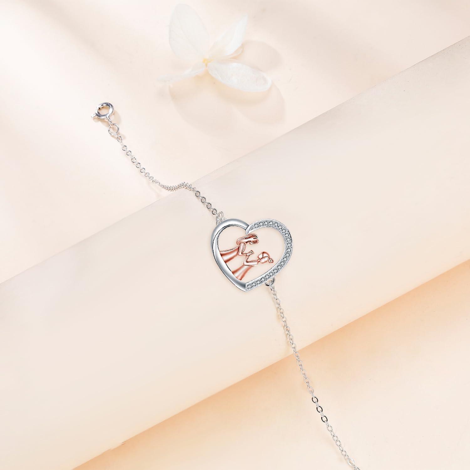 Herz Anhänger Armband Silber 925 für Schwester Mutter Tochter