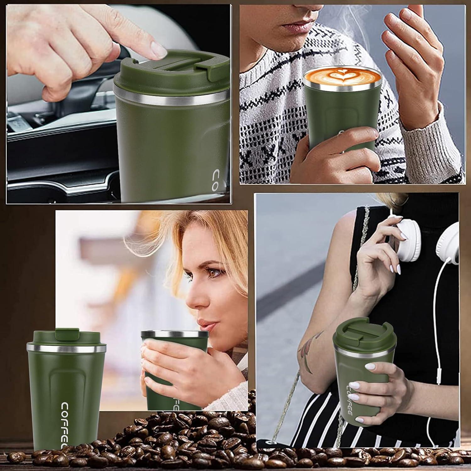 Kaffeebecher to go Thermobecher Edelstahl Auslaufsicher 510ml Grün