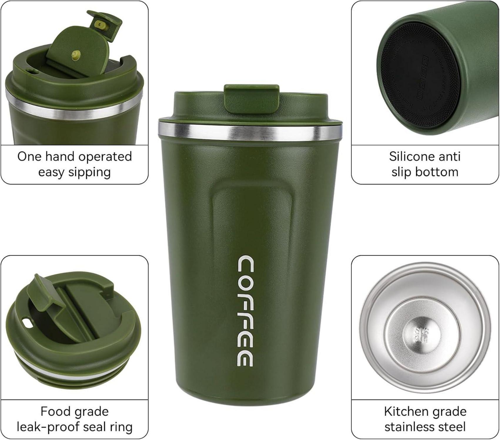 Kaffeebecher to go Thermobecher Edelstahl Auslaufsicher 510ml Grün