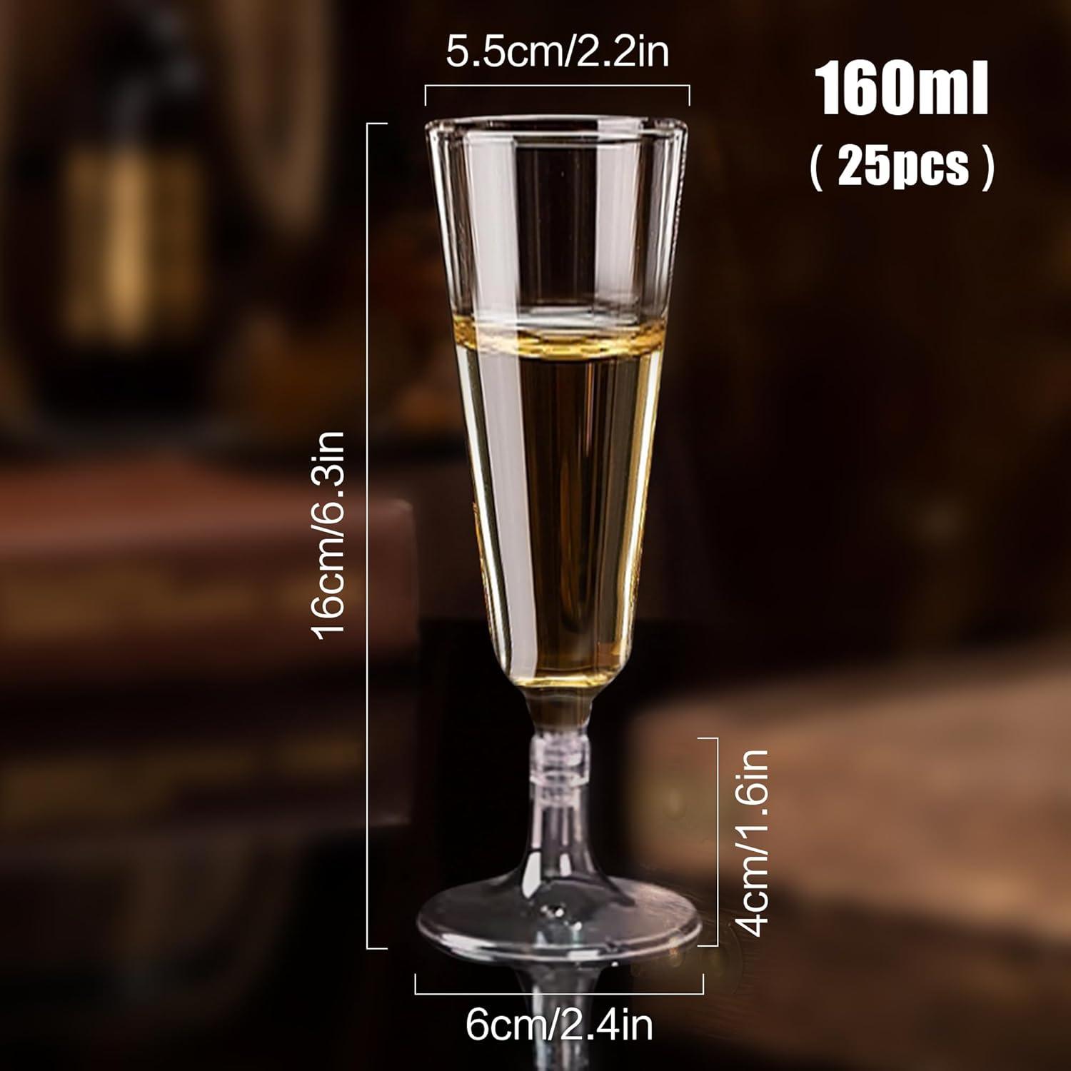 Sektgläser Plastik 25 Stück Transparent 160ml Party Hochzeit
