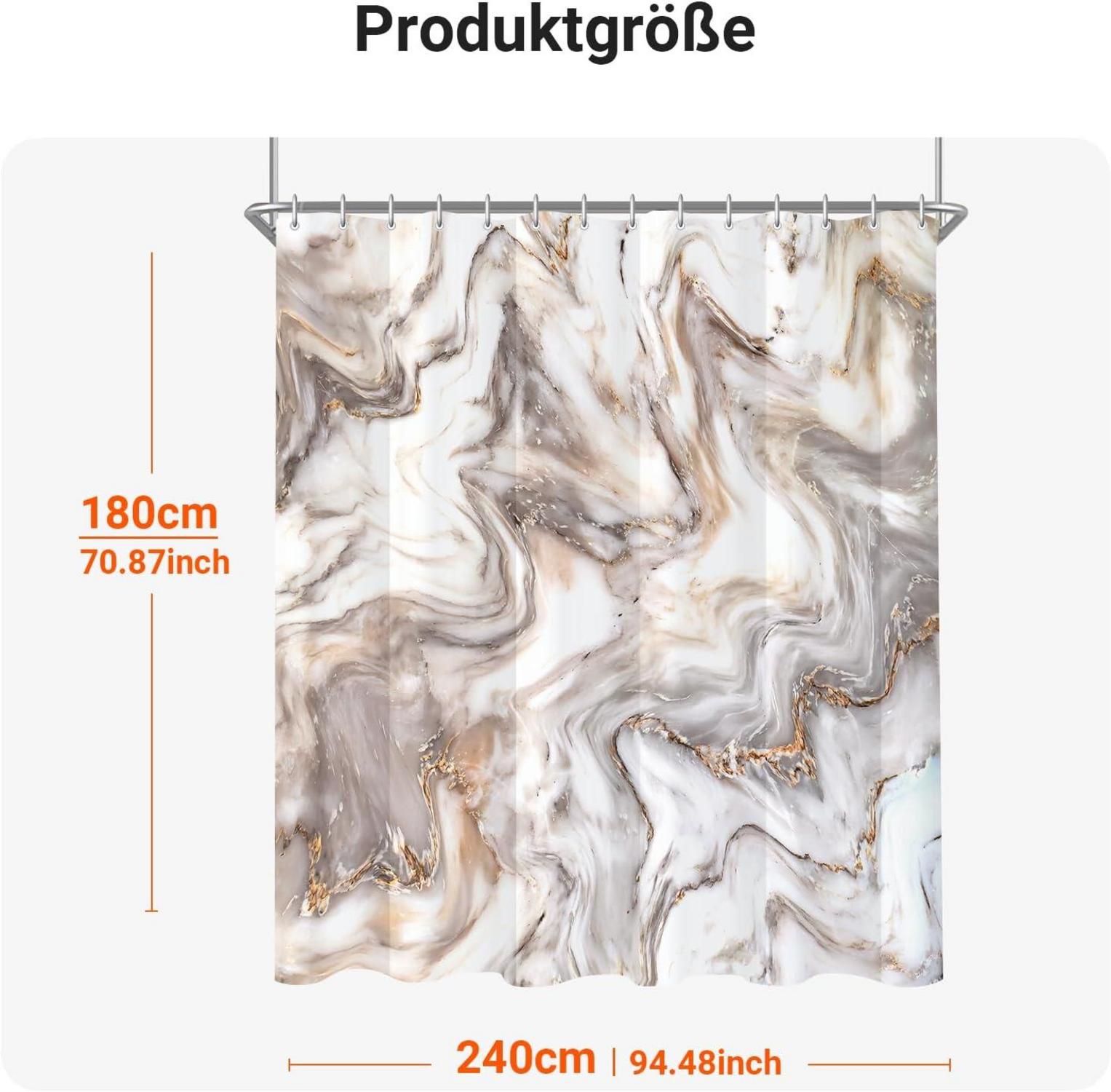 Duschvorhang Graugelb Marmor 240x180 Antischimmel Polyester Stoff