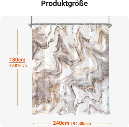 Duschvorhang Graugelb Marmor 240x180 Antischimmel Polyester Stoff