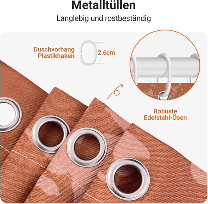 Duschvorhang 180x200cm Abdruck Blätter Polyester Badezimmer Ösen Wasserabweisend
