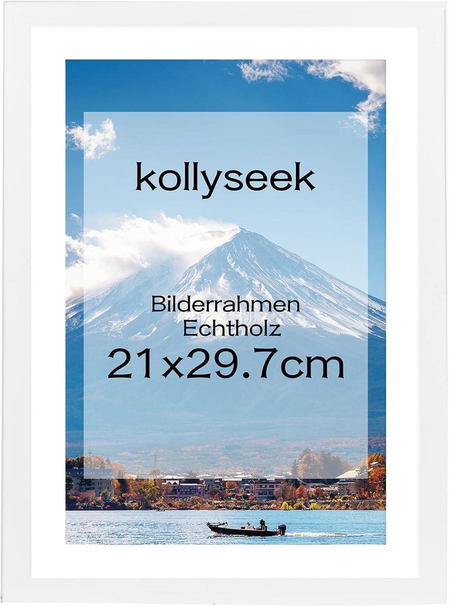 Bilderrahmen Echtholz A4 mit Passepartout und Acrylglas Schwarz
