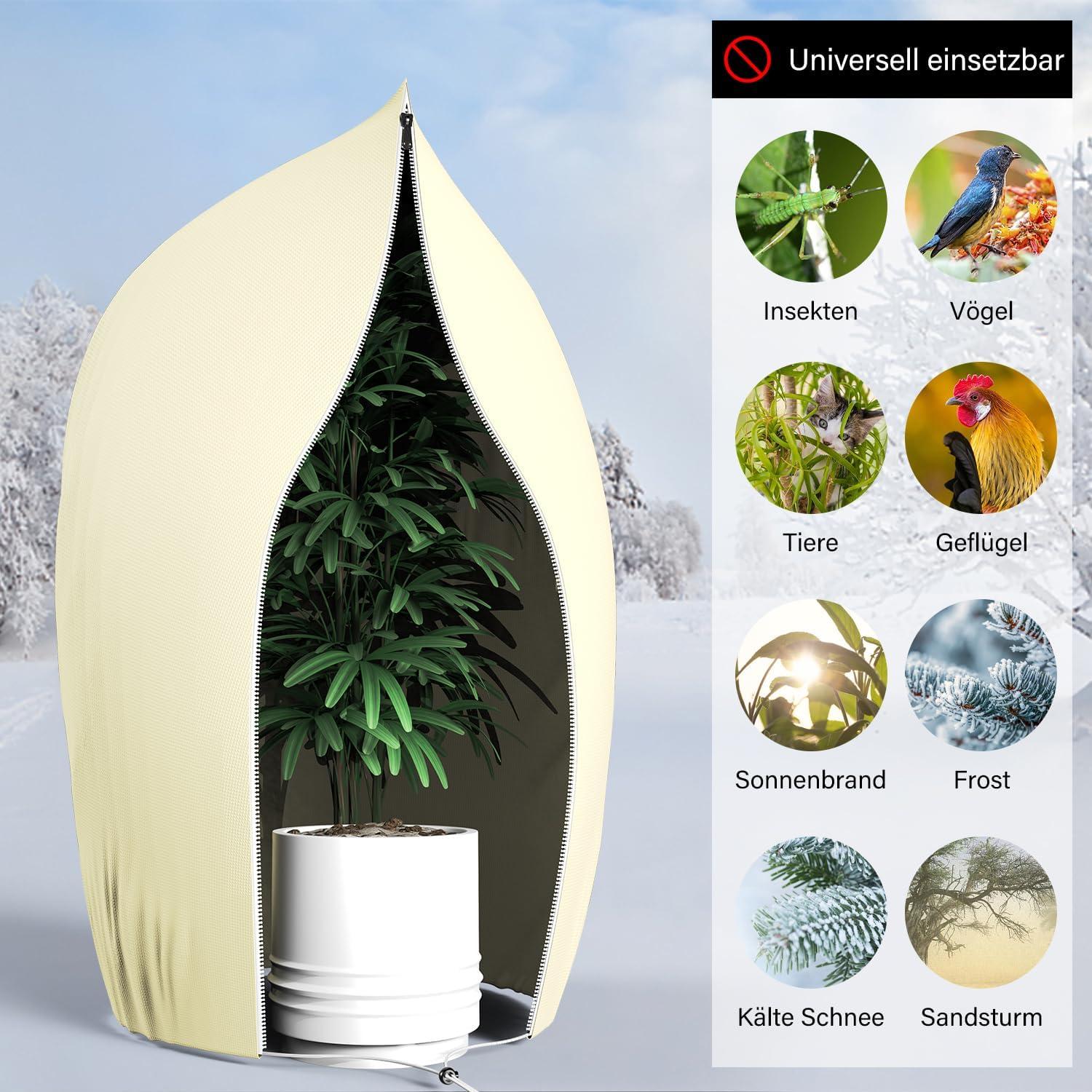 Winterschutz für Pflanzen 2er Set mit Reißverschluss und Zugband