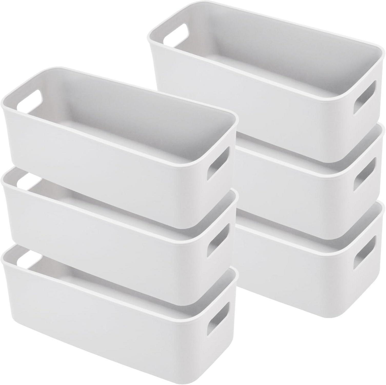 Aufbewahrungsbox Kunststoff 30cm 6er Set Grau Organizer Körbe