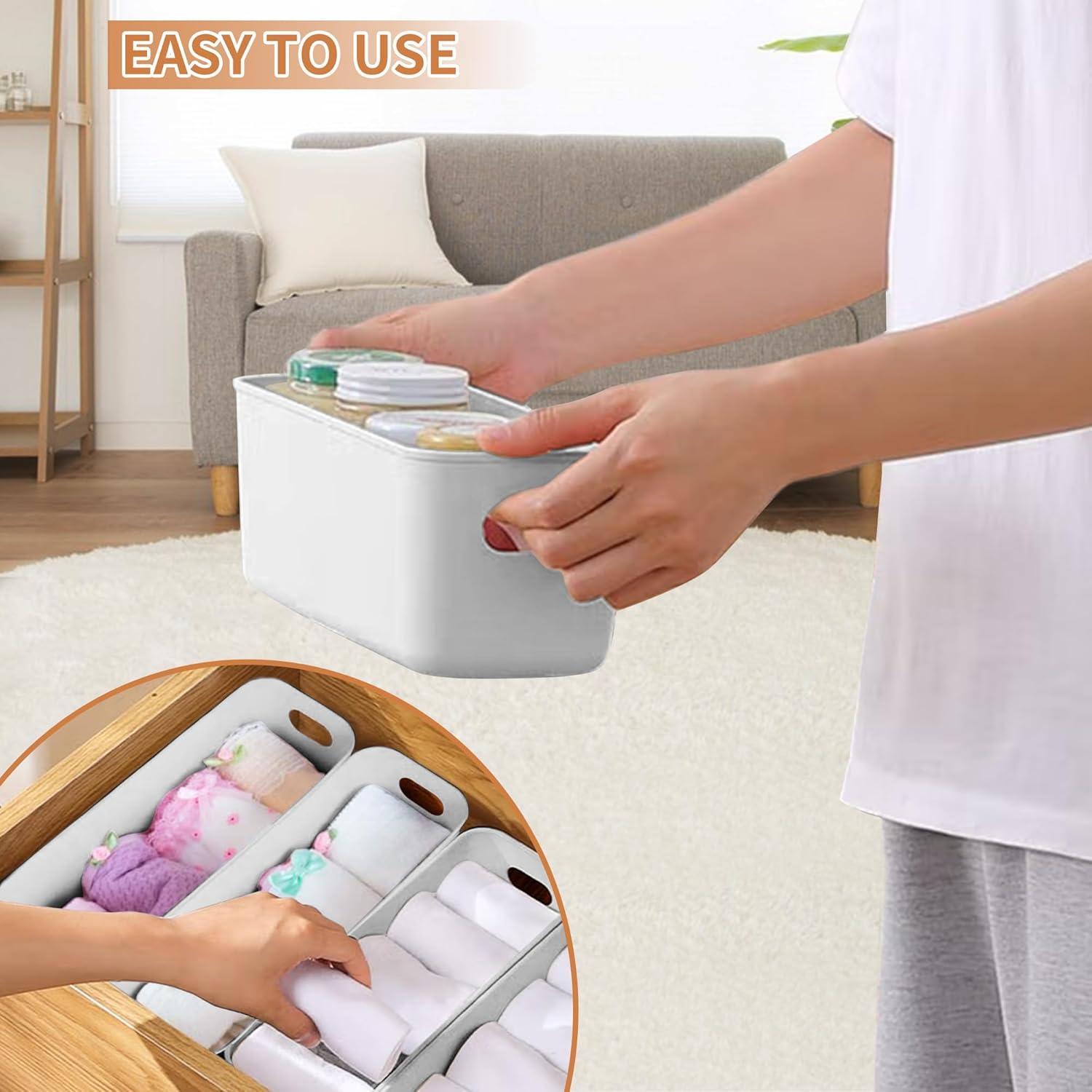 LYLIDIA Aufbewahrungsbox Kunststoff 30cm 6er Set Grau - Organizer für Küche Badezimmer Büro
