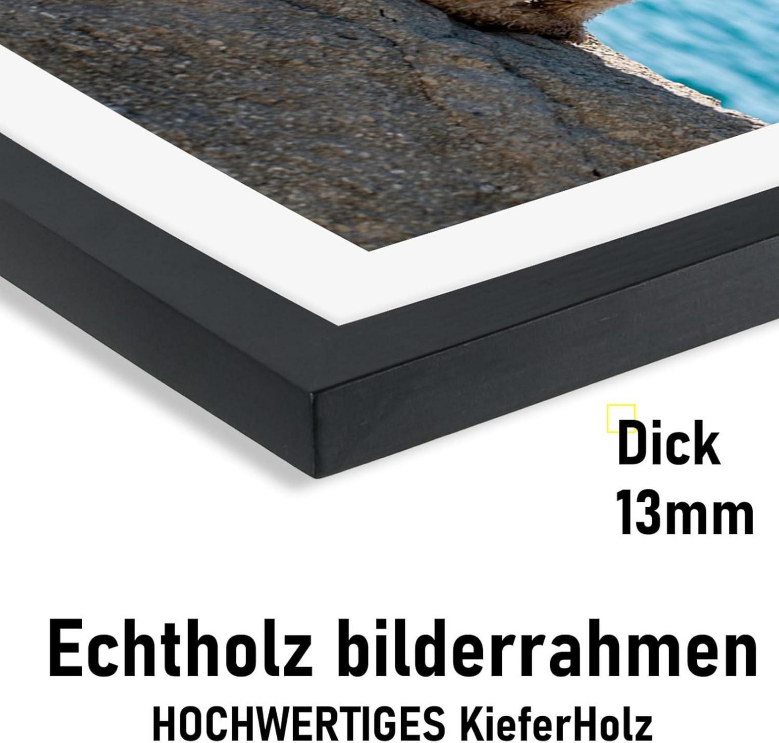 Bilderrahmen 50x70cm Echtholz mit Passepartout Acrylglas