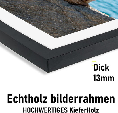 Bilderrahmen 50x70cm Echtholz mit Passepartout Acrylglas