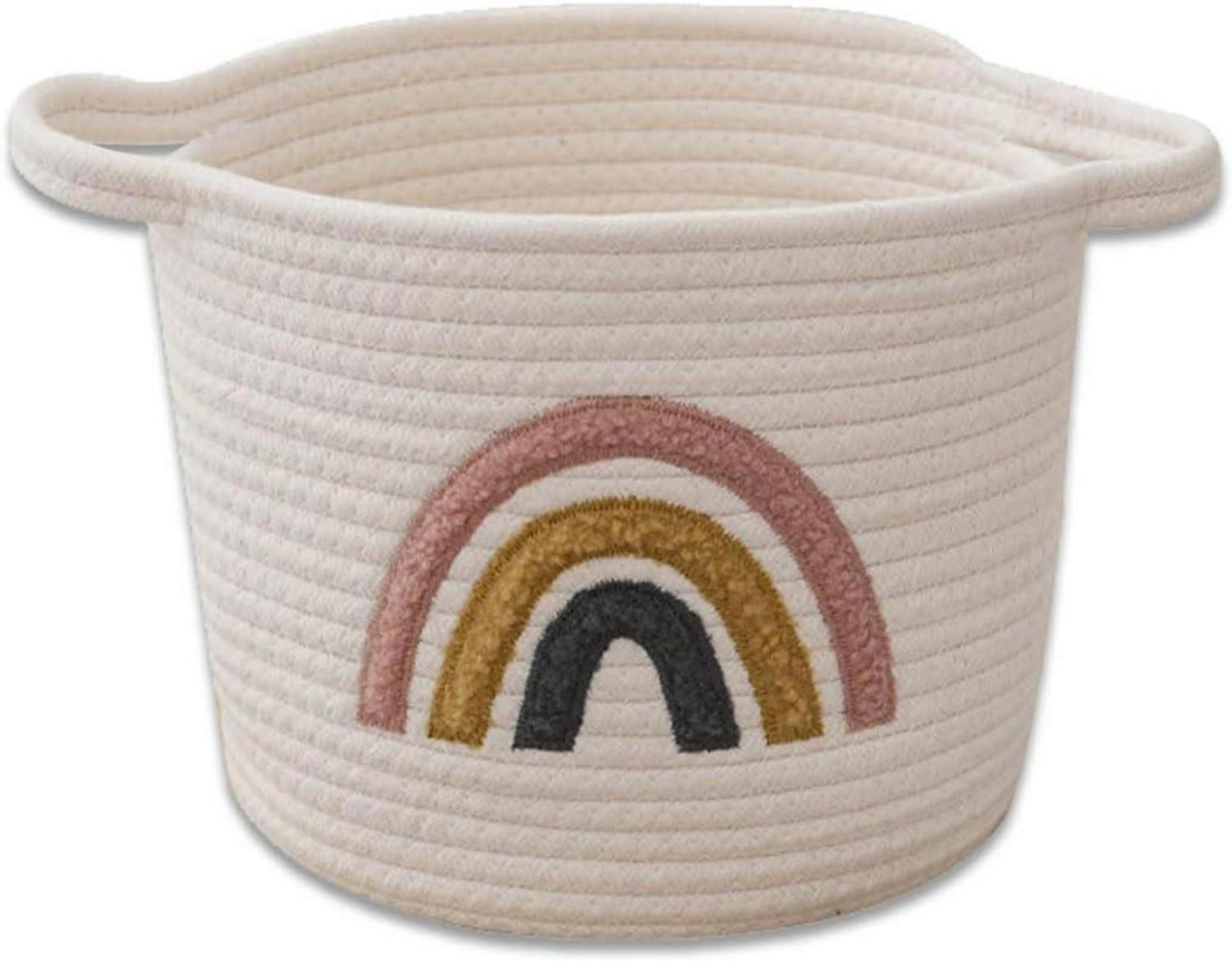 Kleiner Aufbewahrungskorb aus Baumwollseil mit Regenbogenmuster