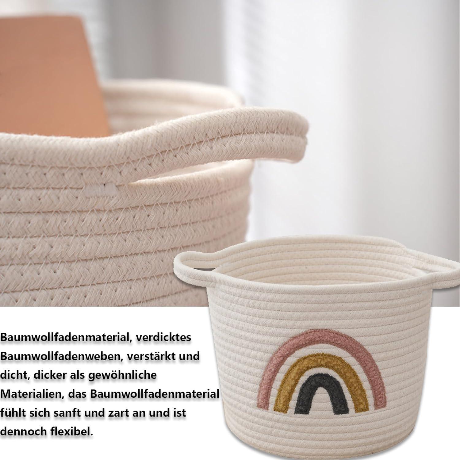 Regenbogen Gewebter Spielzeugkorb Baumwollseil Aufbewahrungskorb Handtücher