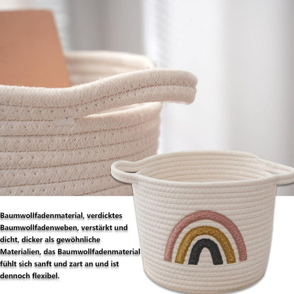 Regenbogen Gewebter Spielzeugkorb Baumwollseil Aufbewahrungskorb Handtücher
