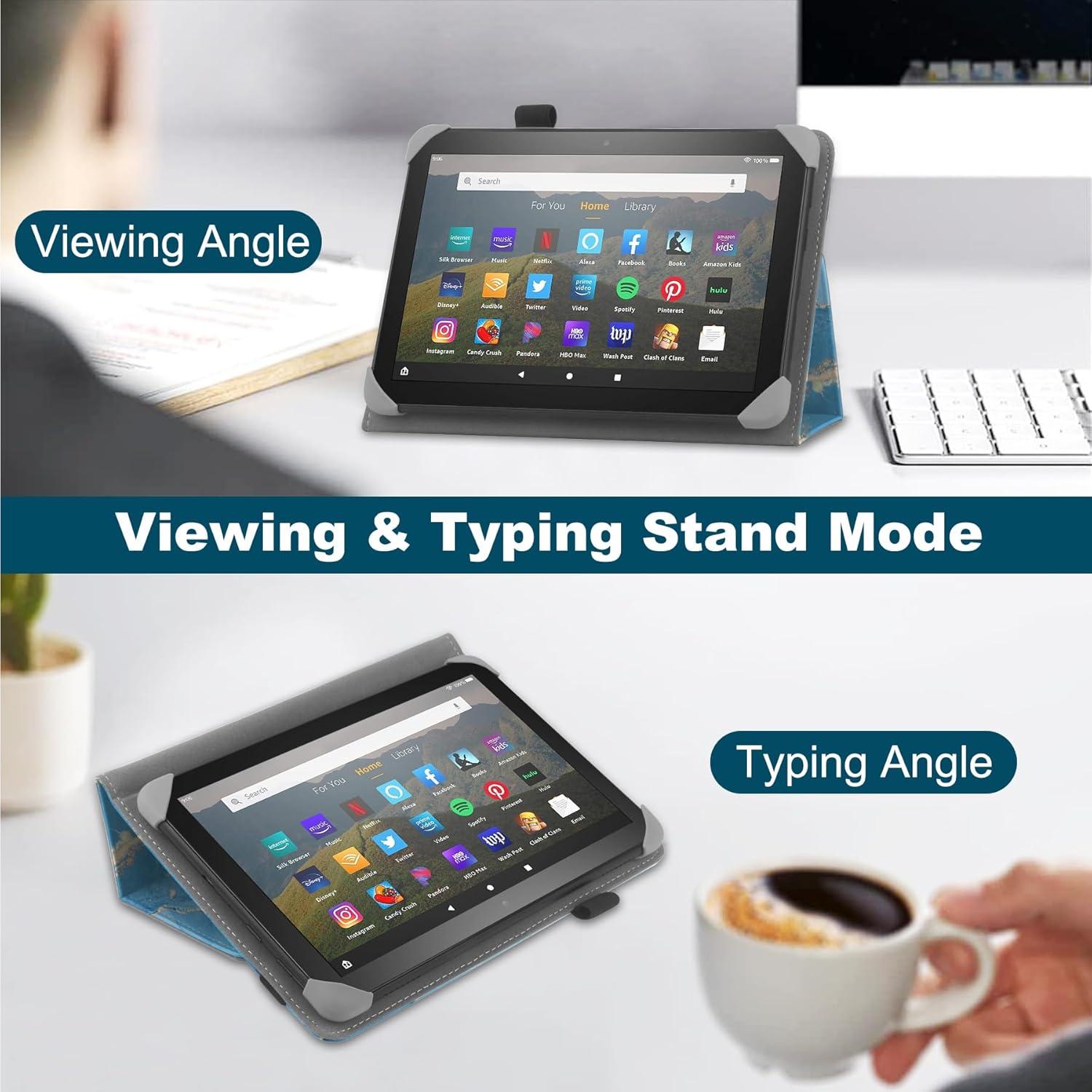 Universal Tablet Schutzhülle 7-8 Zoll Blau Marmor verstellbar mit