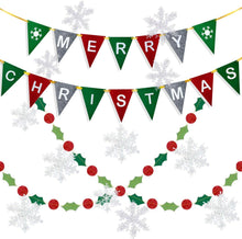 15-teiliges Weihnachtsbanner Set Filz-Girlande Schneeflocken Deko