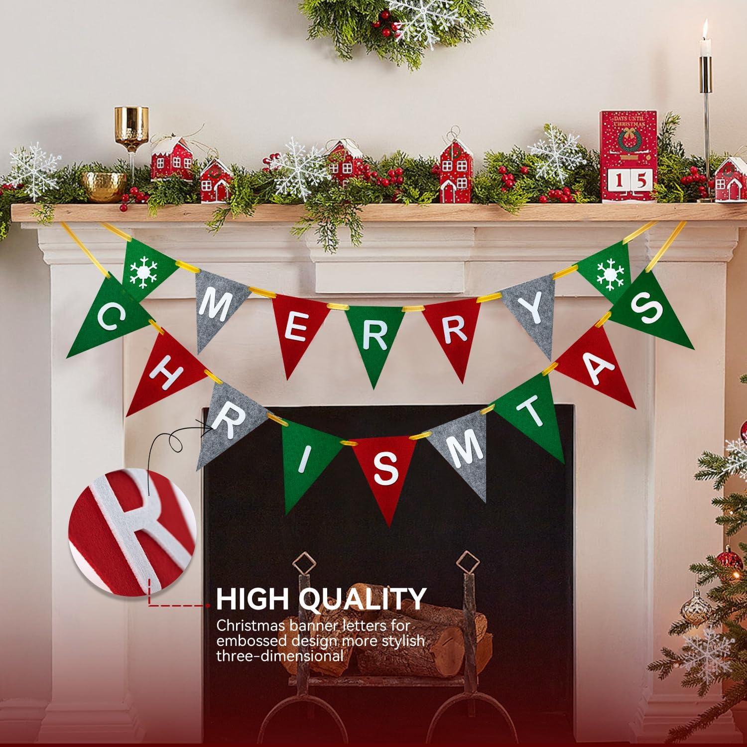 15-teiliges Weihnachtsbanner Set Filz-Girlande Schneeflocken Deko