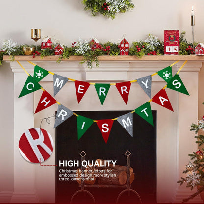 15-teiliges Weihnachtsbanner Set Filz-Girlande Schneeflocken Deko