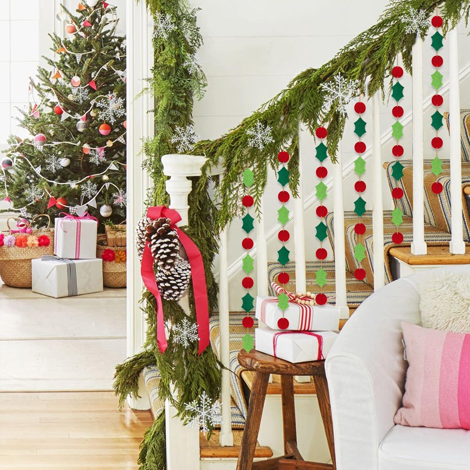 15-teiliges Weihnachts-Bunting-Banner Set | Filz Girlande Schneeflocken Merry Christmas Deko