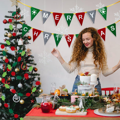 Weihnachten Filz Bunting Banner Girlande Merry Christmas Deko 15tlg