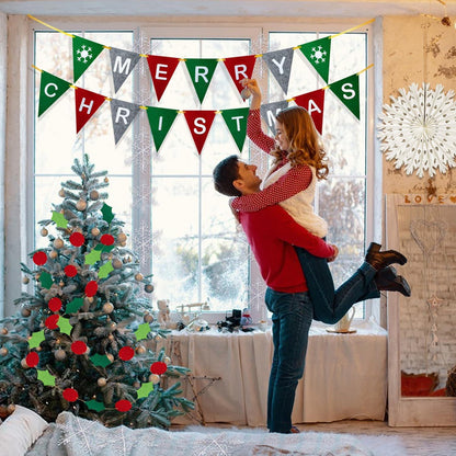 Weihnachten Filz Bunting Banner Girlande Merry Christmas Deko 15tlg