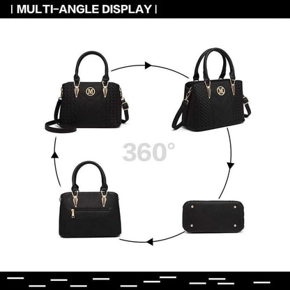 Elegante Henkeltasche Damen mit Geldbörse, Schwarz