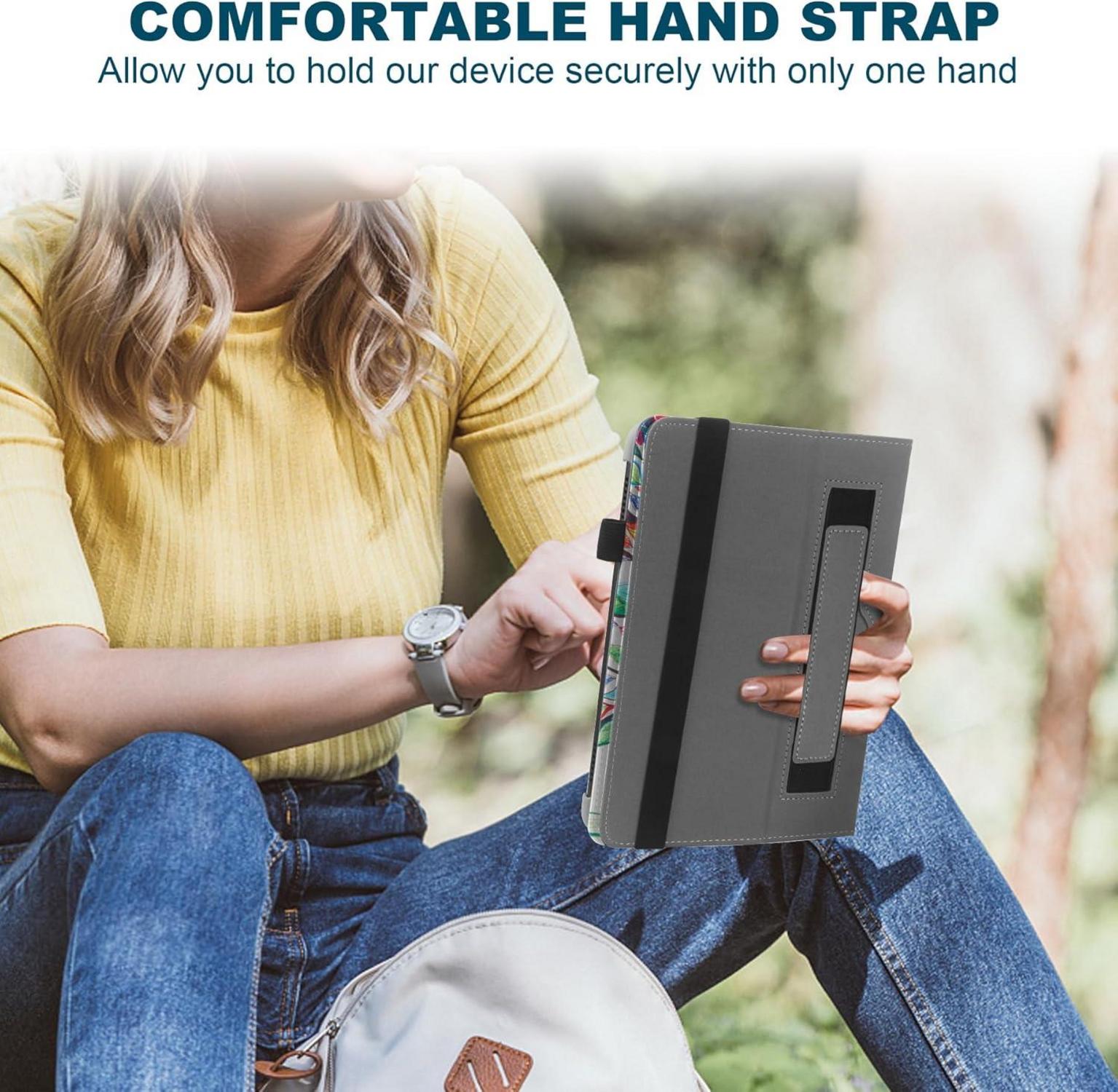 Universal-Hülle für 7-8 Zoll Tablet | Verstellbar mit Ständer und Handschlaufe | Schutzhülle in Zwei Positionen anpassbar