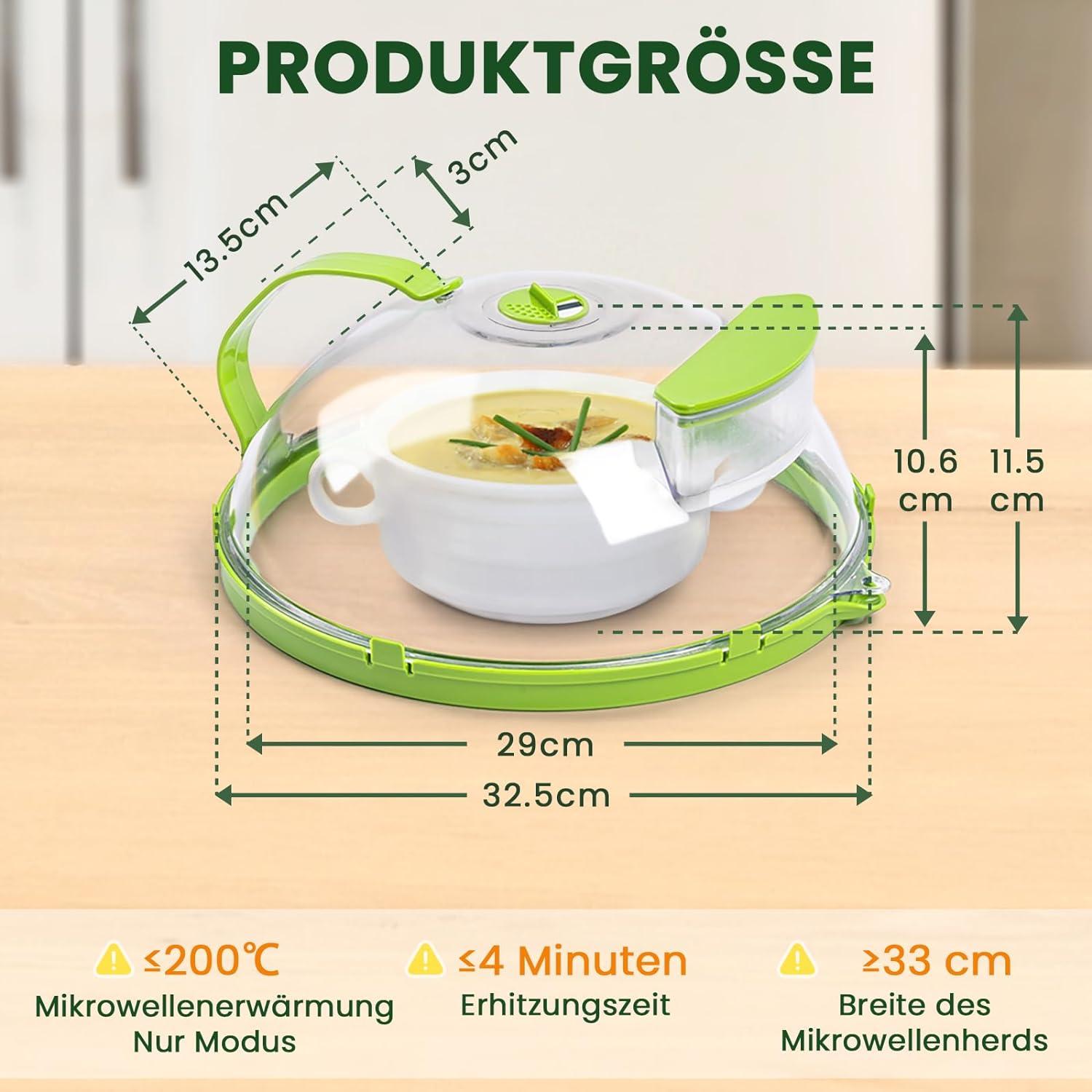 Mikrowellenabdeckung Grün Transparent 30cm Wasserdampfer