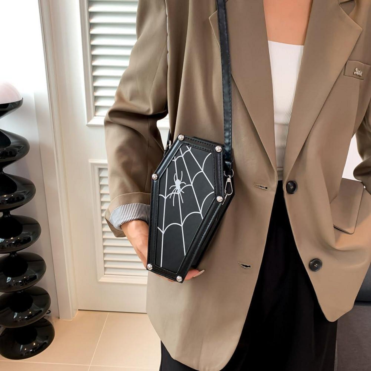 Halloween Umhängetasche Goth Tasche Sarg Form Crossbody Schultertasche
