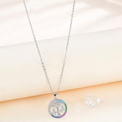 J.MUEN Lebensbaum Damen Kette 925 Sterling Silber Halskette 45+5cm Frauen