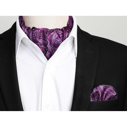 Herren Krawattenschal & Einstecktuch Set Lila Paisley
